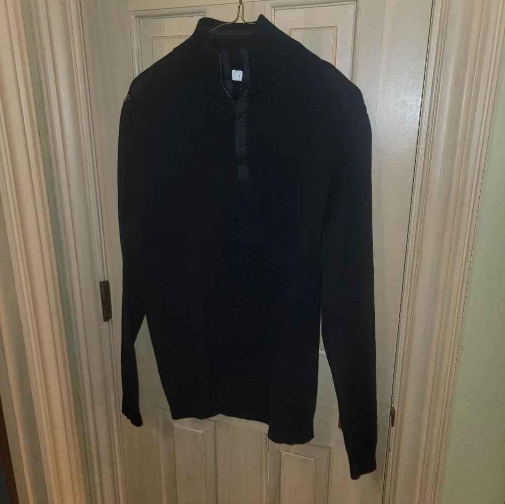 Mens Sz M 1/4 Zip Black Calvin Klein Sweater Classic